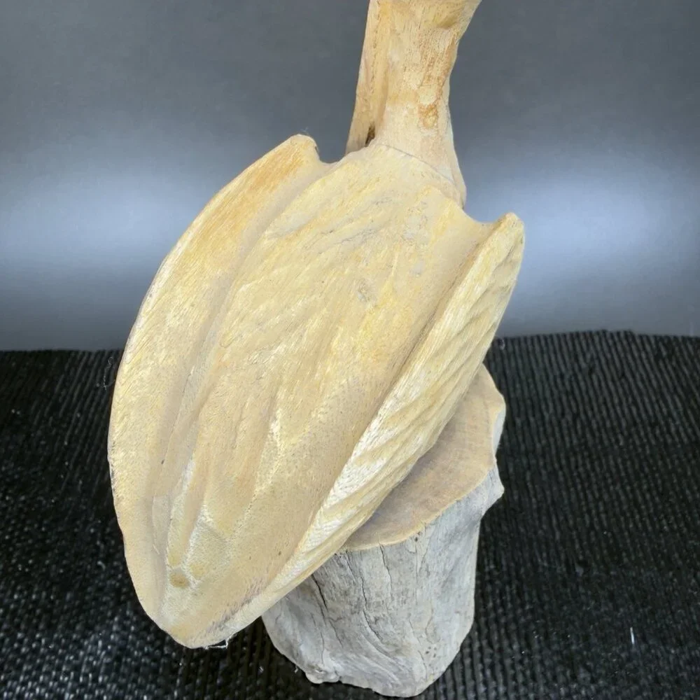 Vintage Hand Made Wooden Pelican Bird‎ Figurine Decor Hand Carved Figure VTG